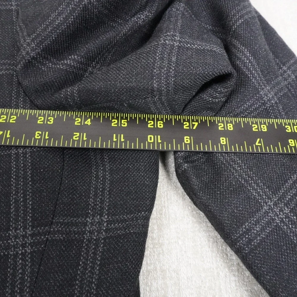 Stafford Mens 52R Classic Fit Sport Coat Merino Wool Glen Plaid Black Blazer - Picture 7 of 12